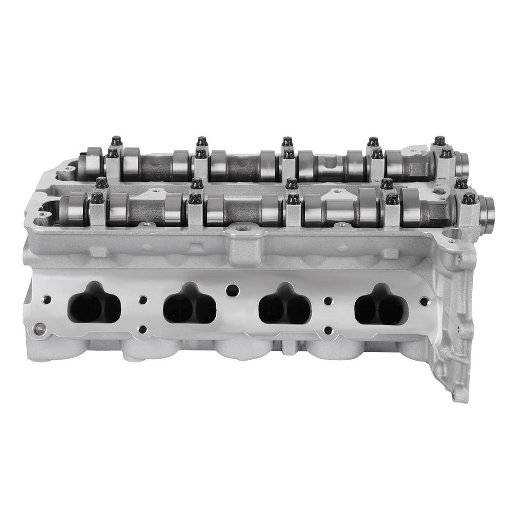 Cylinder head side view with rocker arms and intake ports, silver metal