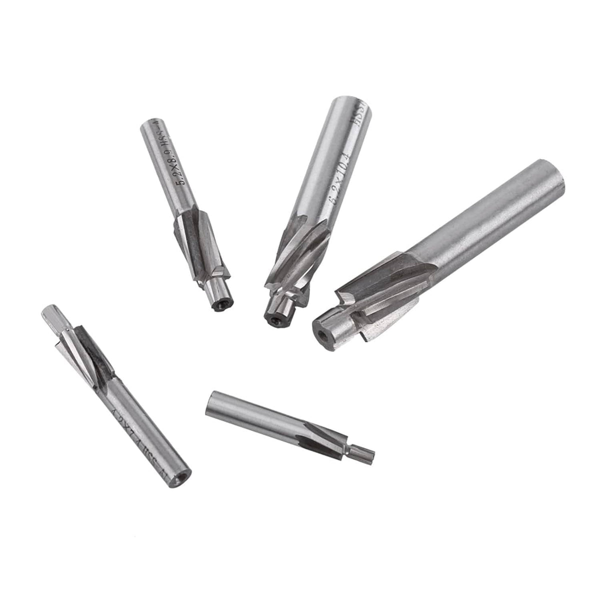 HSS-AL counterbore drill bits set with fluted ends and straight shank