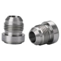 Steel 10AN male weld-on bung fitting adapter set, threaded ends, open bore, 2 pcs