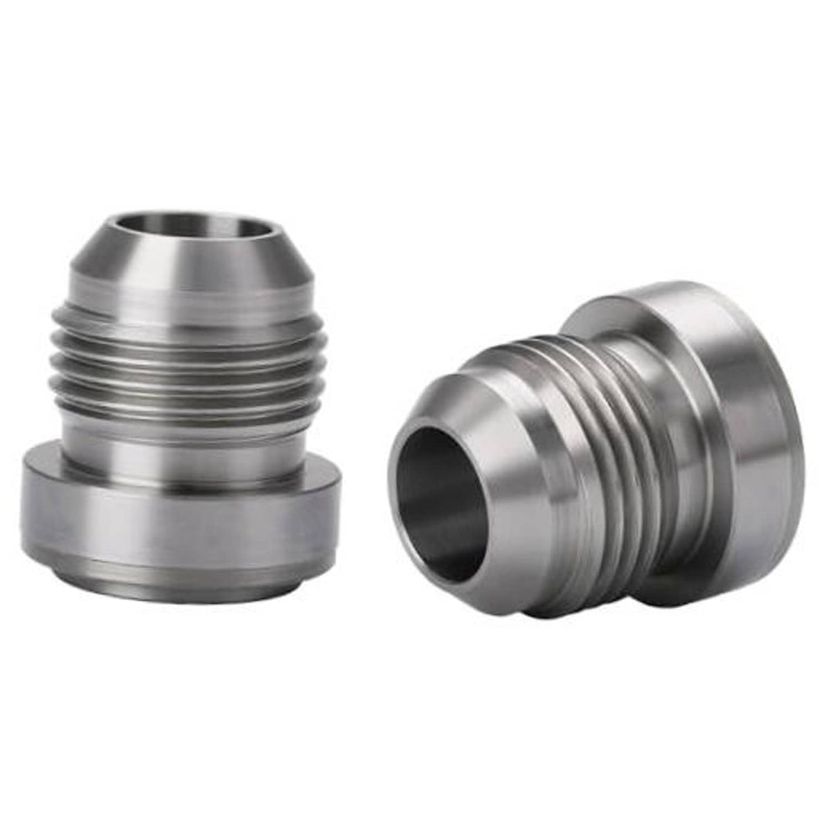 Steel 10AN male weld-on bung fitting adapter set, threaded ends, open bore, 2 pcs