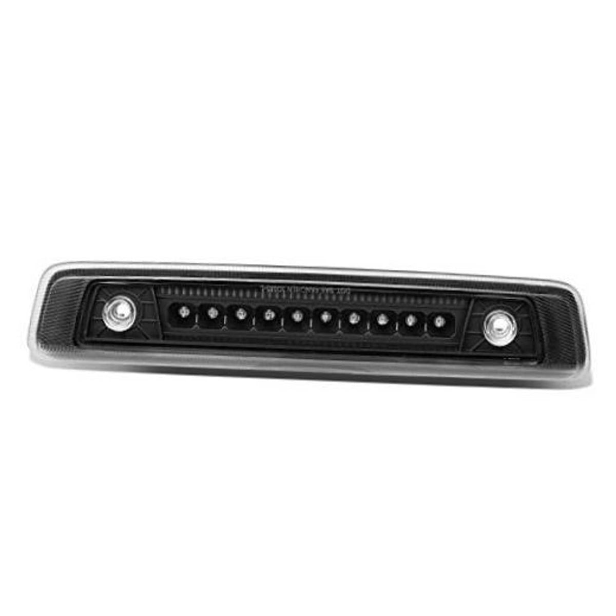 Black LED third brake light housing with clear lens and two chrome screws