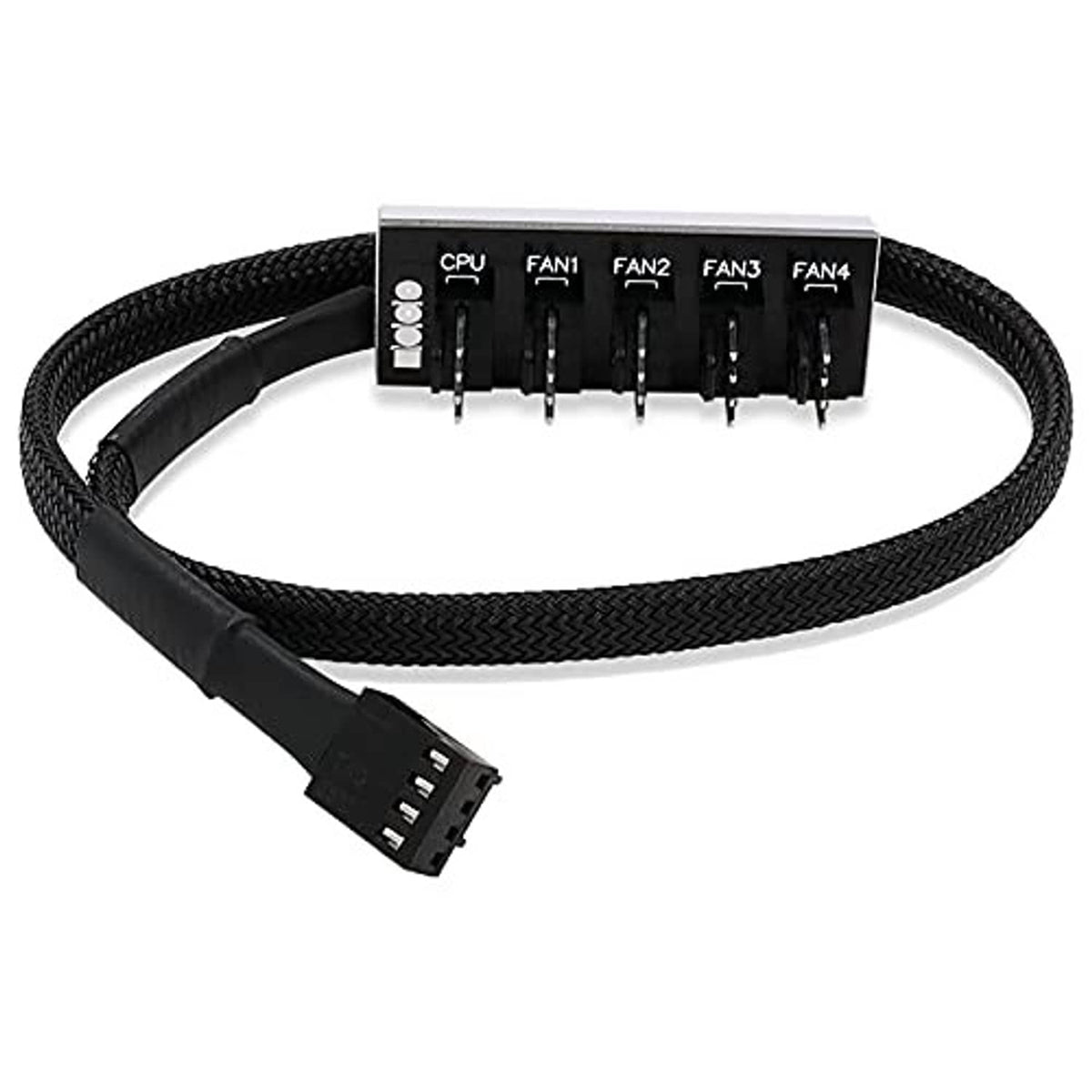 Five fan PWM splitter cable with four-pin connectors and CPU/FAN header PCB