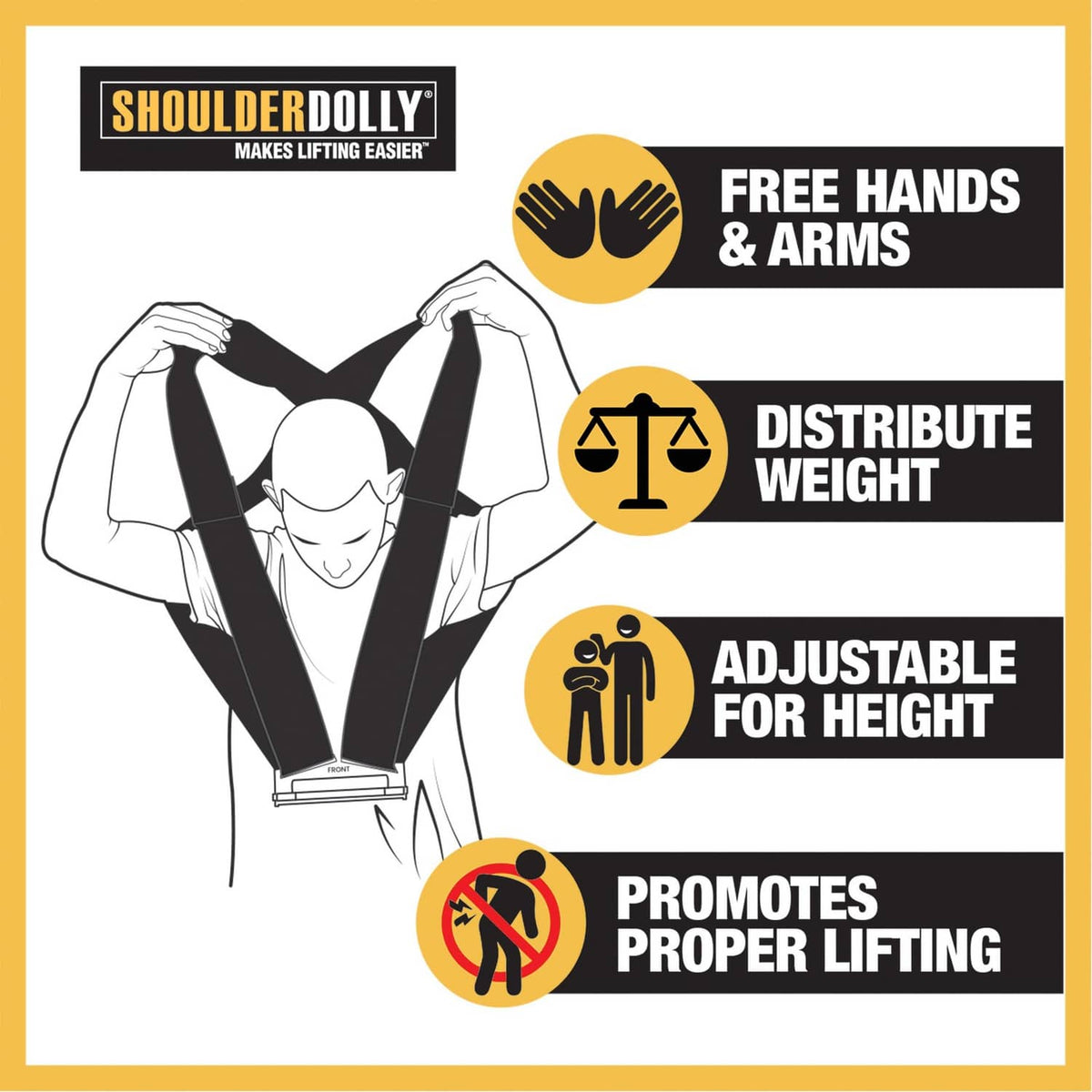 Adjustable black moving straps harness designed for weight distribution while lifting