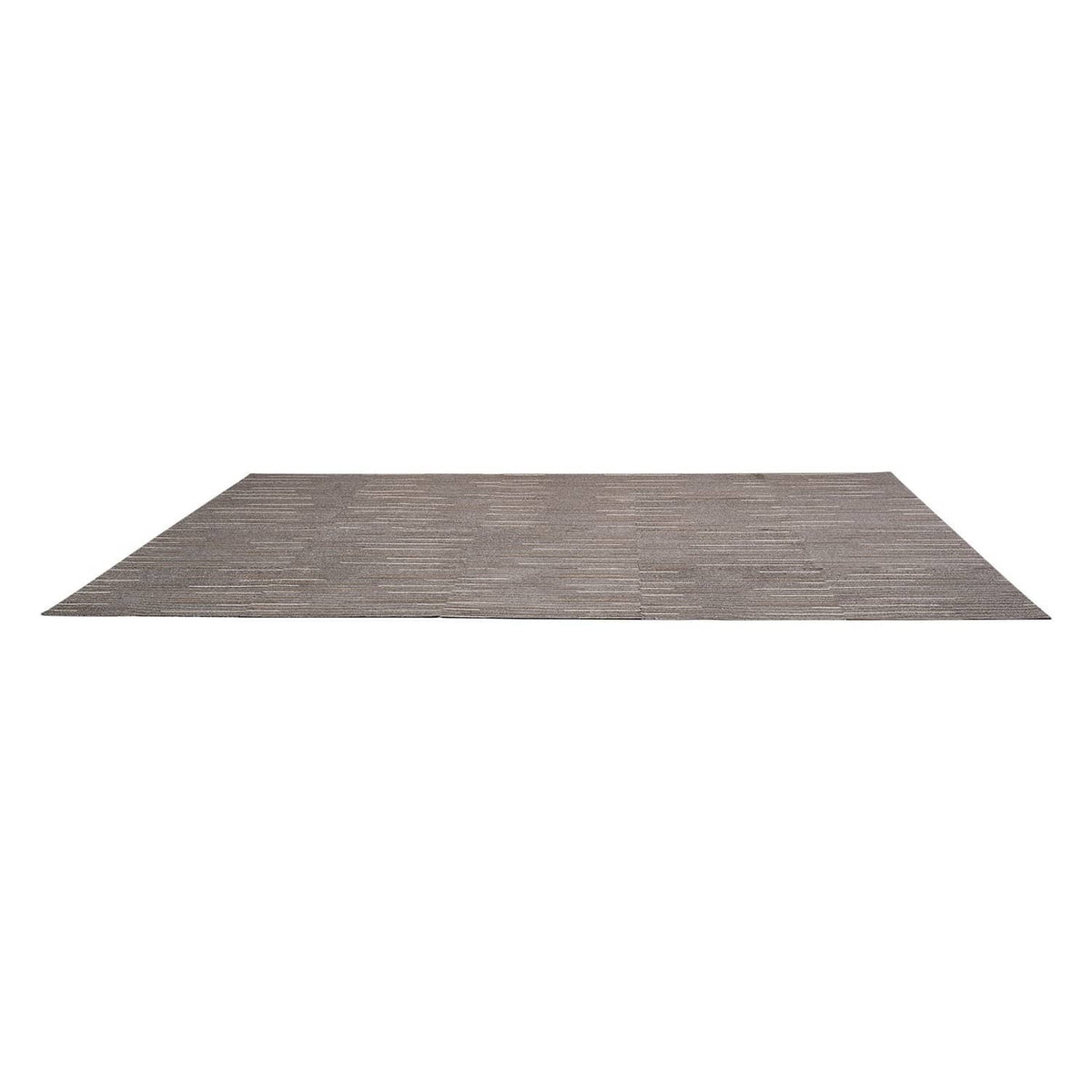 Brown and gray striped 24x24 carpet tile rug, flat view