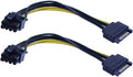 Power adapter cable pair, PCIe 8-pin (6+2) plug to SATA 15-pin plug