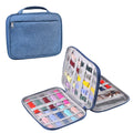 Blue watch band storage case organizer bag with handle, zip closure