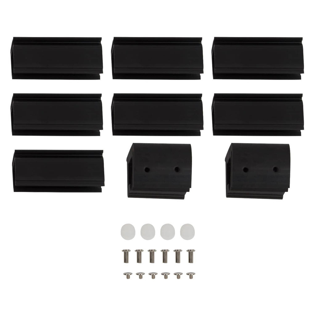 Black windshield mounting clips and metal hardware pieces set