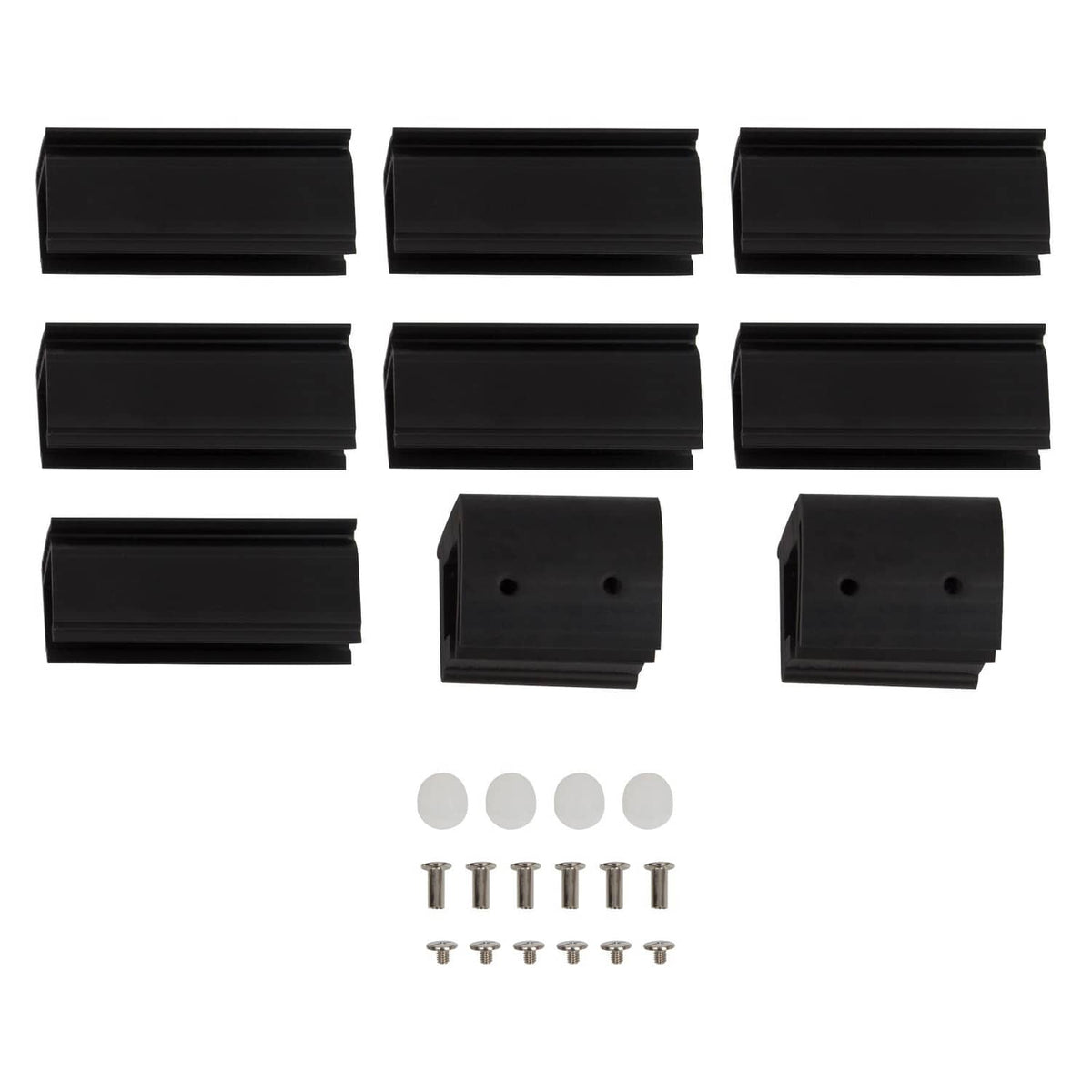 Black windshield mounting clips and metal hardware pieces set