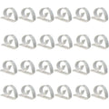 Clear plastic tablecloth clips, 24-pack, shown in rows