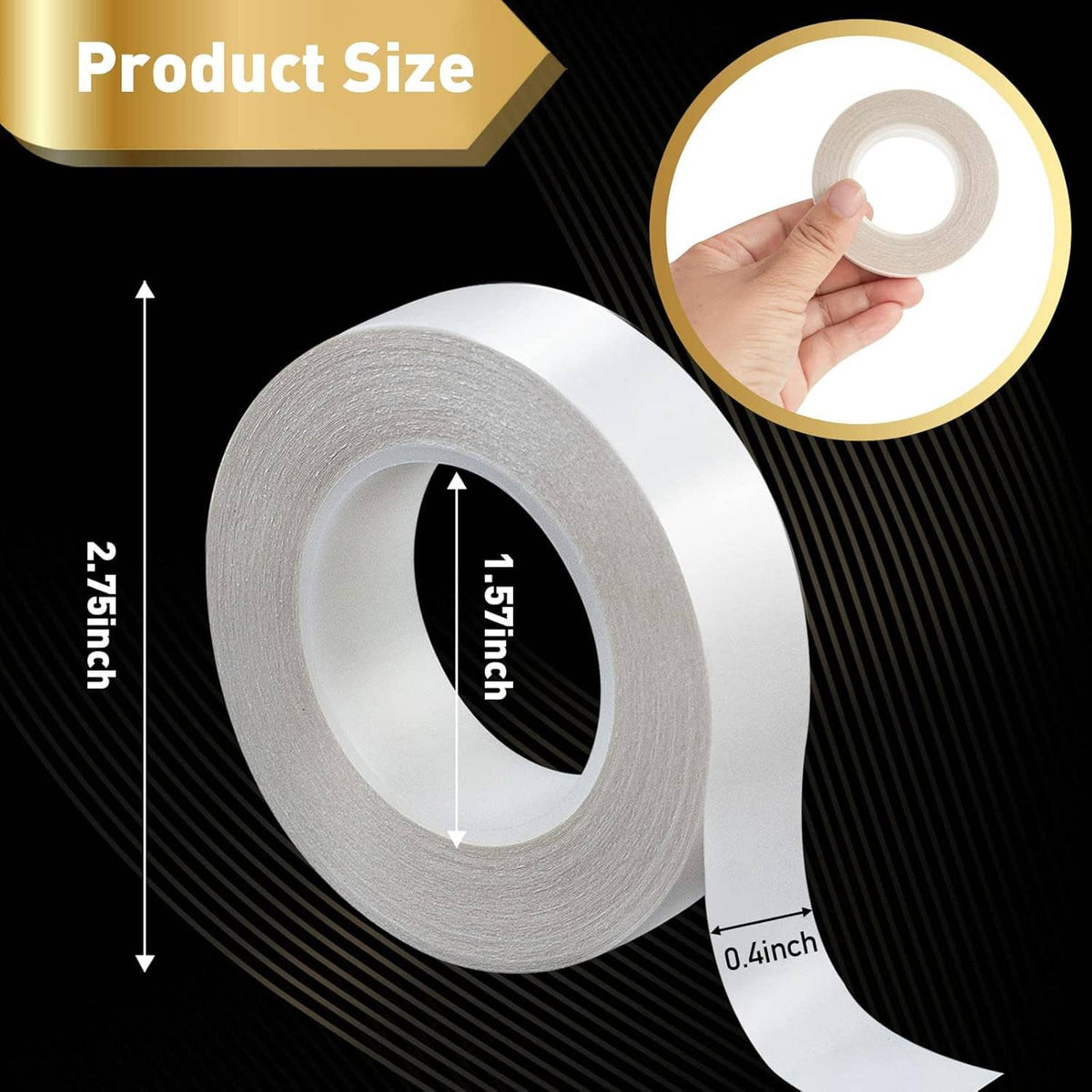 Thin double-sided tape roll, gray core and white tape on the roll surface