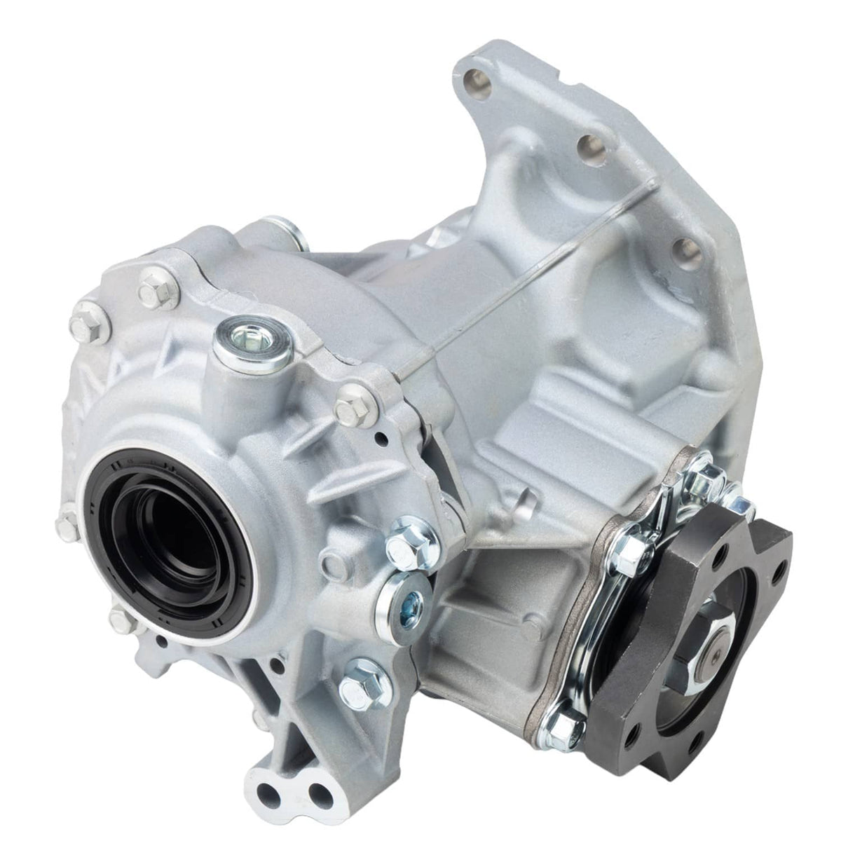 Transfer case assembly three-quarter view with rear bearing housing