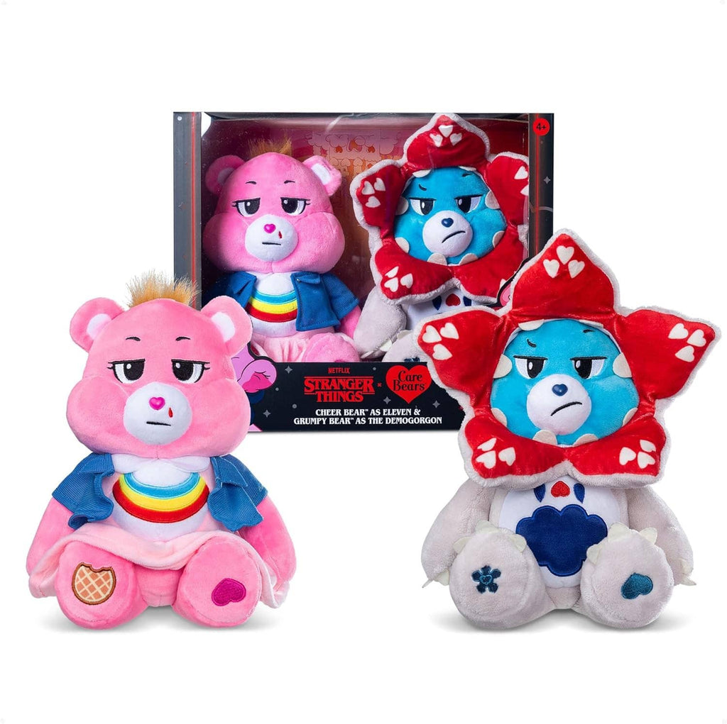 Stranger Things plush bear 2-pack boxed set, pink and blue characters with hoodies