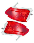 Pair of red rear reflector lamps with white housings and mounting brackets