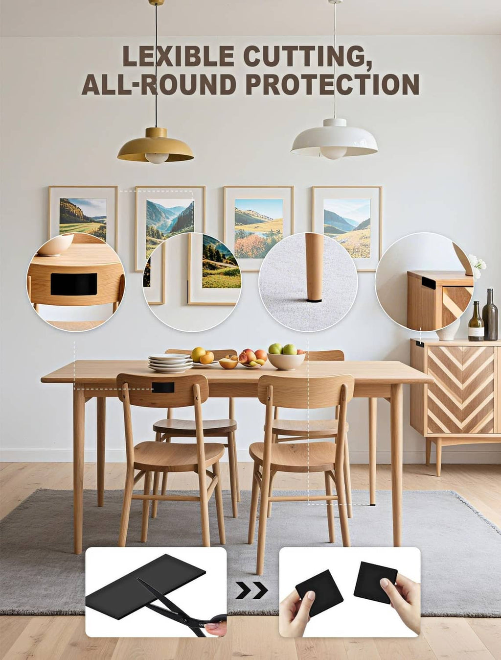 Black furniture wall protectors used around the home on chair and furniture edges