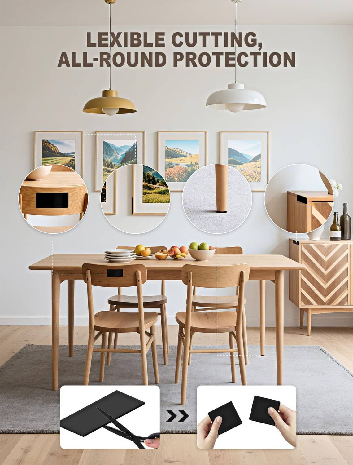 Black furniture wall protectors used around the home on chair and furniture edges