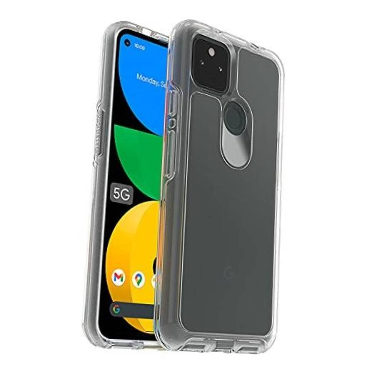 Clear Pixel 5a case with camera cutout, side buttons, slim symmetry shell