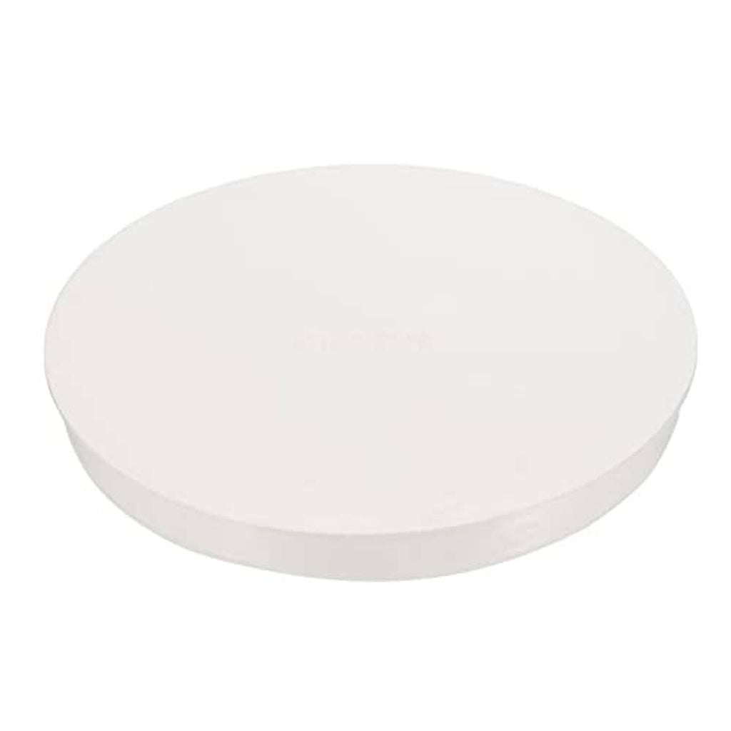White round PVC pipe end cap plug, angled view