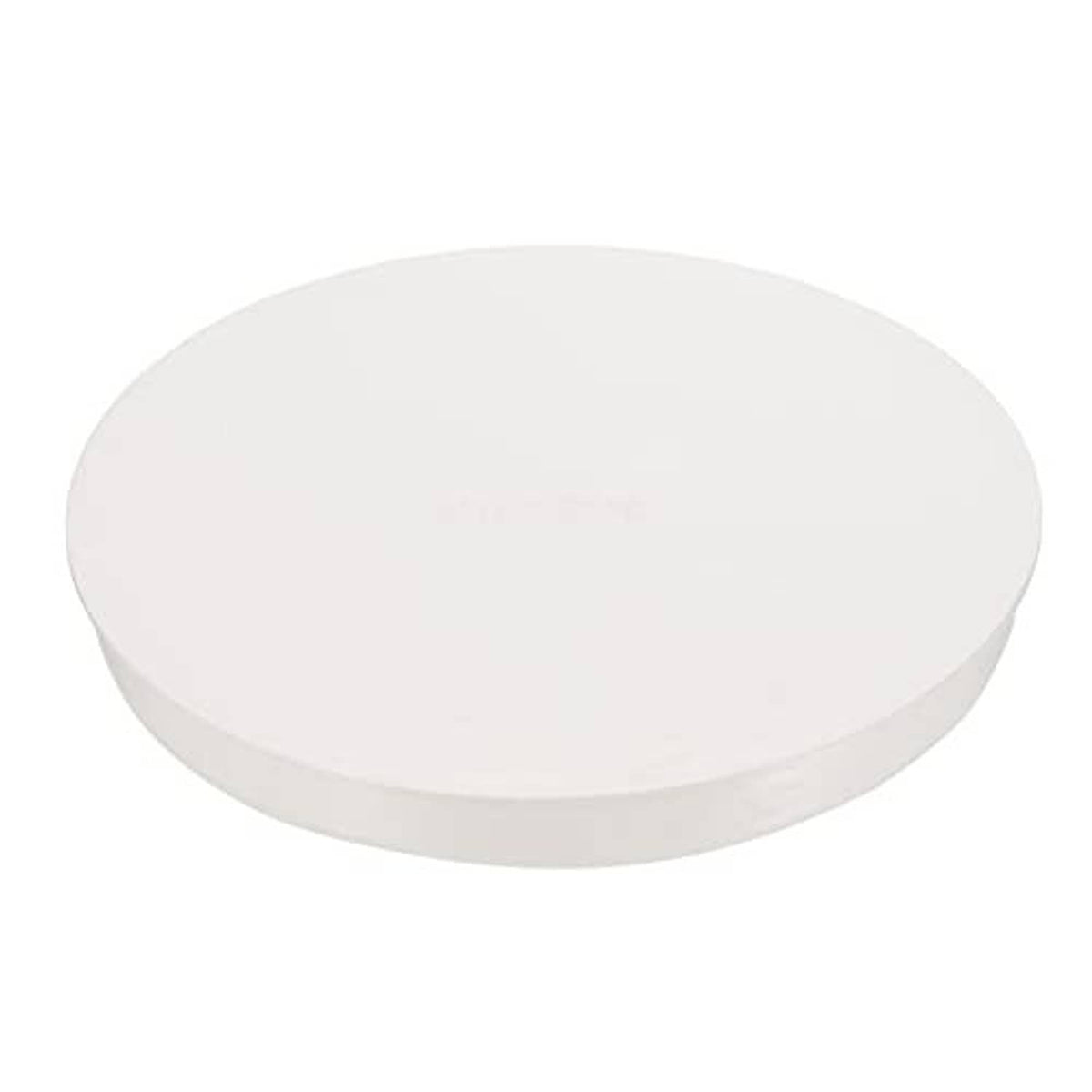 White round PVC pipe end cap plug, angled view