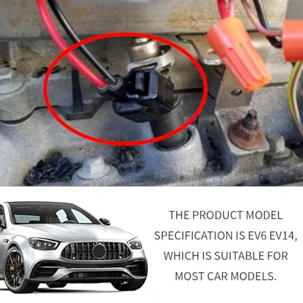 Fuel injector connector wiring circled on engine components