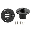 Black nylon boat deck floor drain set with grate covers and mounting screws