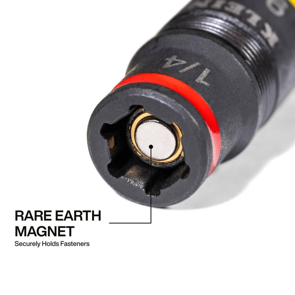 Impact socket end with rare earth magnet and red ring around the drive opening