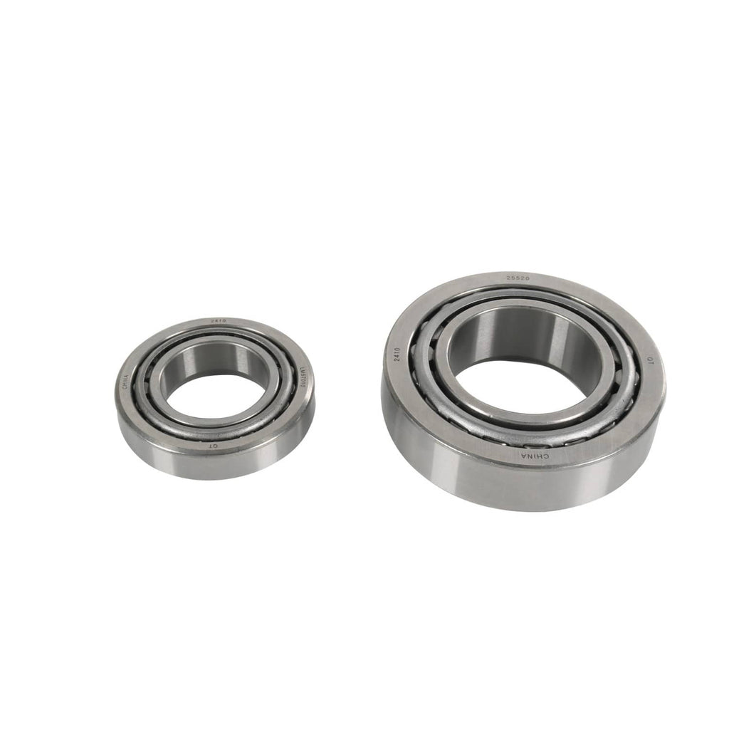 Trailer wheel bearing set: two steel bearings, one closer with rollers visible