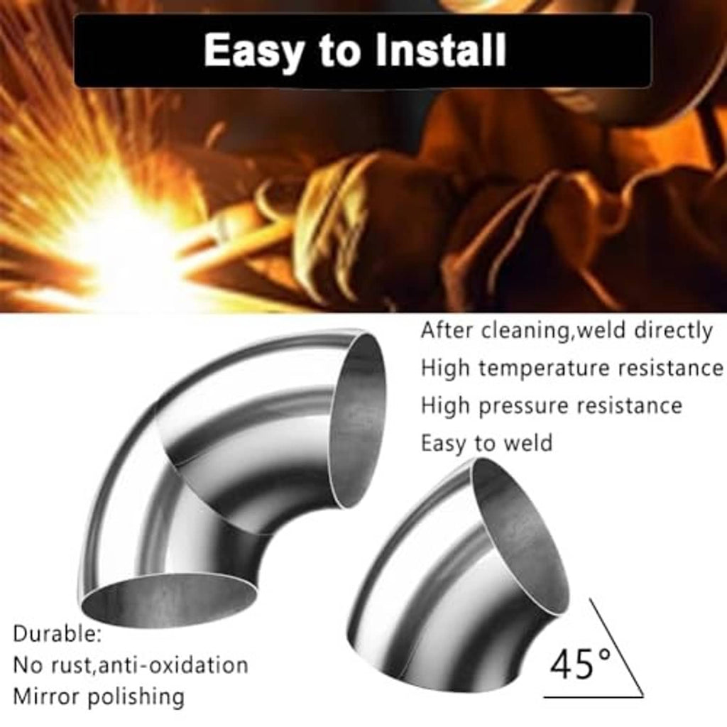 Stainless steel 45° exhaust elbow bend pipe with polished surface, 5-inch OD