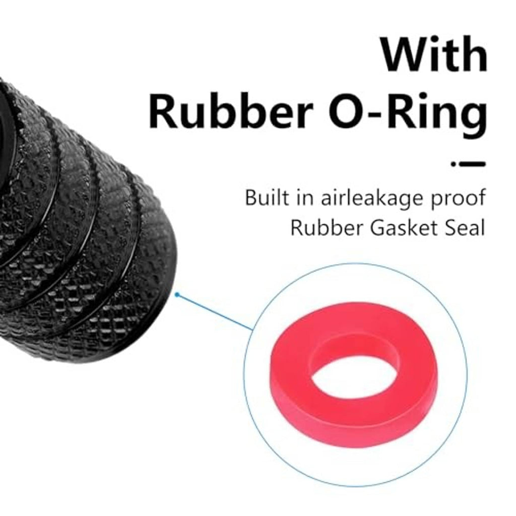 Black tire valve stem cap with white Honda logo and red rubber O-ring seal