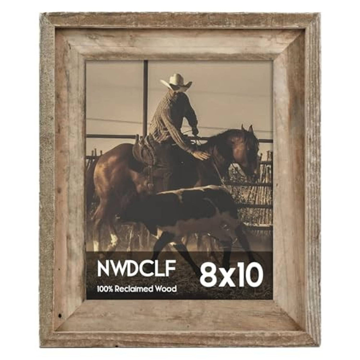 Reclaimed barnwood photo frame with real glass, 8x10, weathered light wood finish