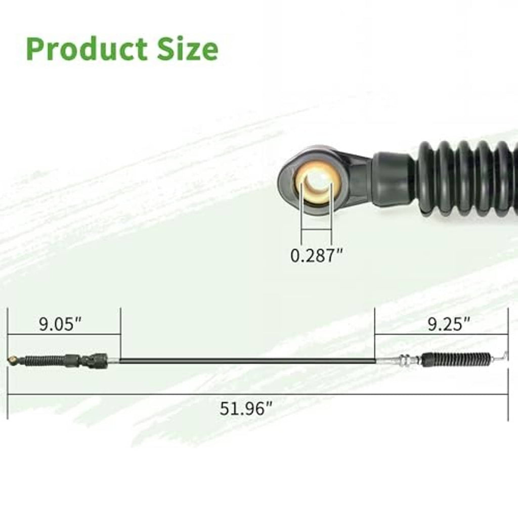 Shift cable size diagram with black coil ends and measured length dimensions