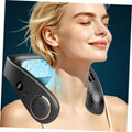 Black neck fan with cooling plate, worn at the collar with vented side openings