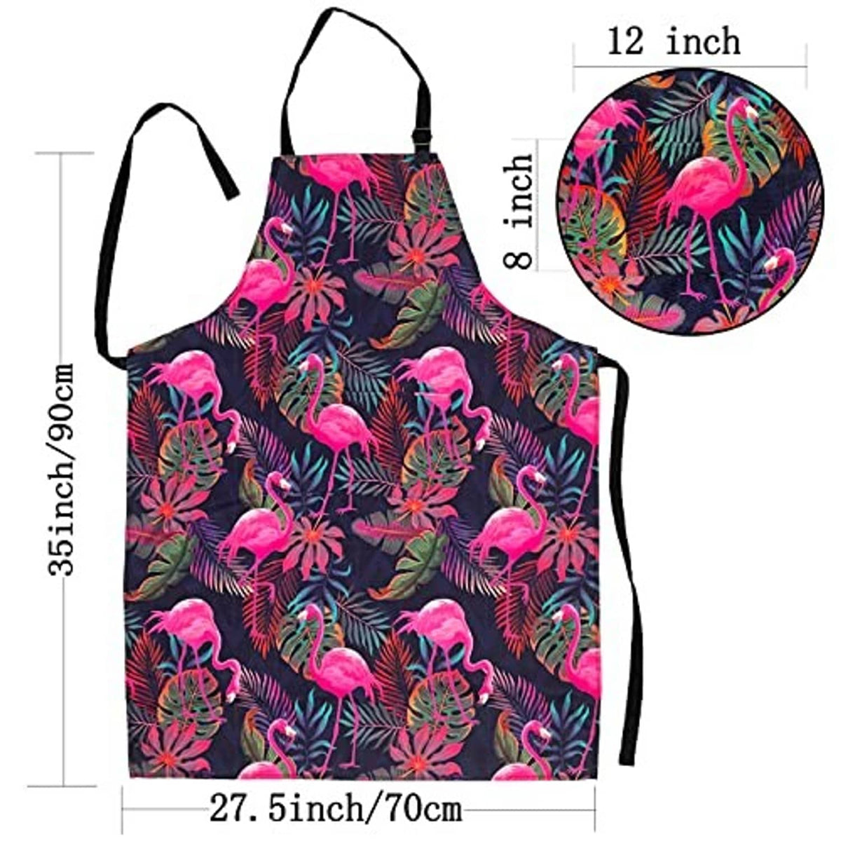 Flamingo waterproof bib apron with adjustable straps; size 27.5x35.9 in