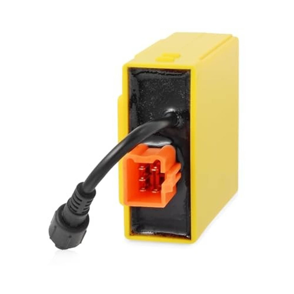 CDI box end panel with orange connector and black lead plug