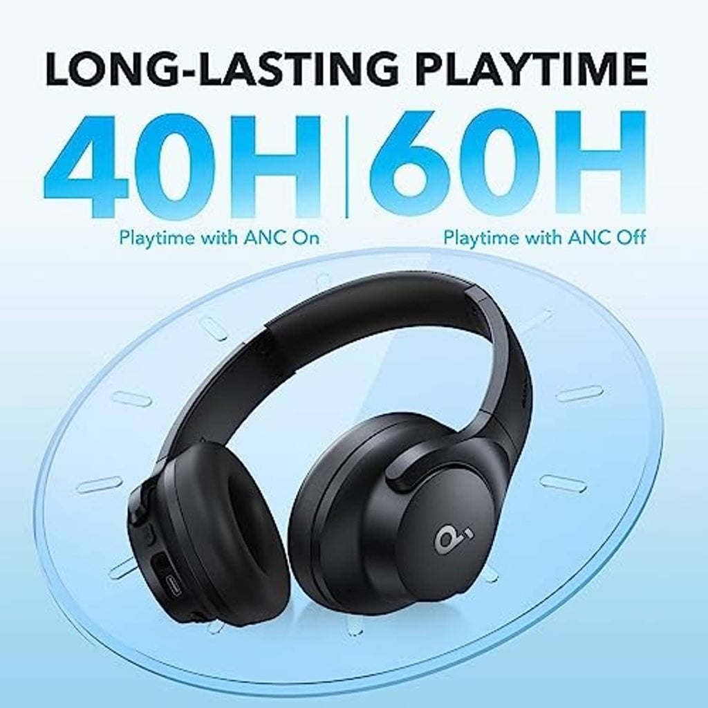 Black over-ear headphones with padded earcups and headband, side view