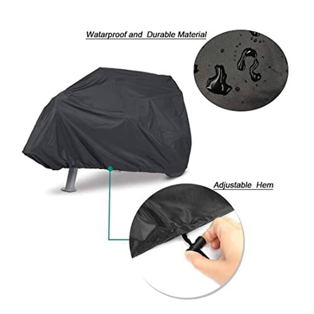 Black log splitter cover with adjustable hem and water-resistant fabric
