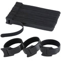 Black reusable cable tie set with loop-and-hook ends, 6-inch length