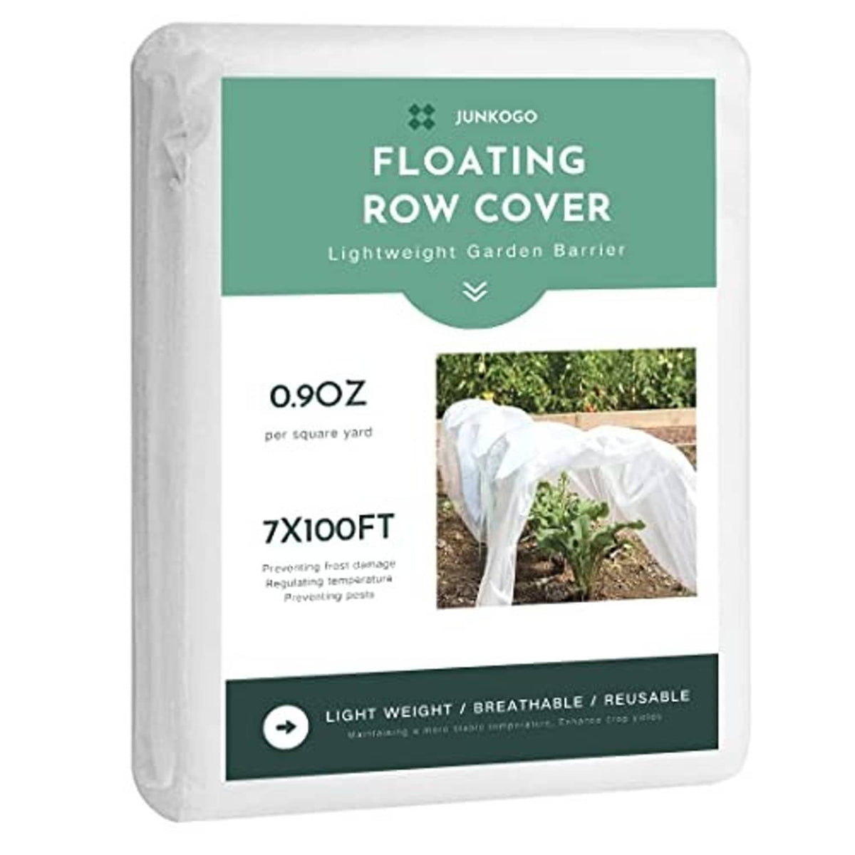 White floating row cover plant blanket in package, lightweight breathable garden barrier