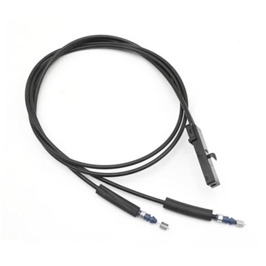 Black front hood latch lock release wire cable with electrical connectors, pair ends