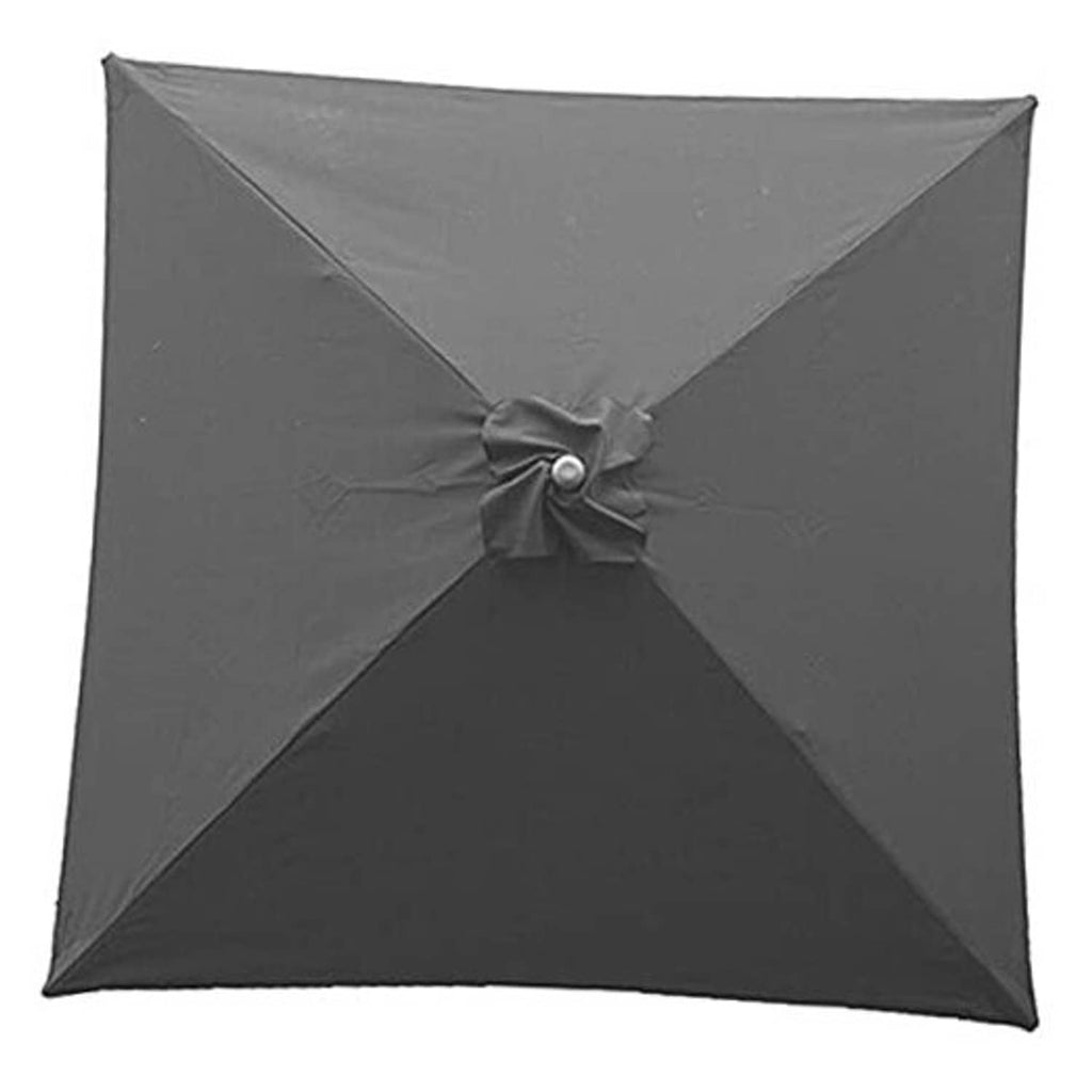 Grey square patio umbrella replacement cover with center button and pleated panels