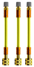 Three-pack direct-inject UV refrigerant leak sealer fittings with brass connectors