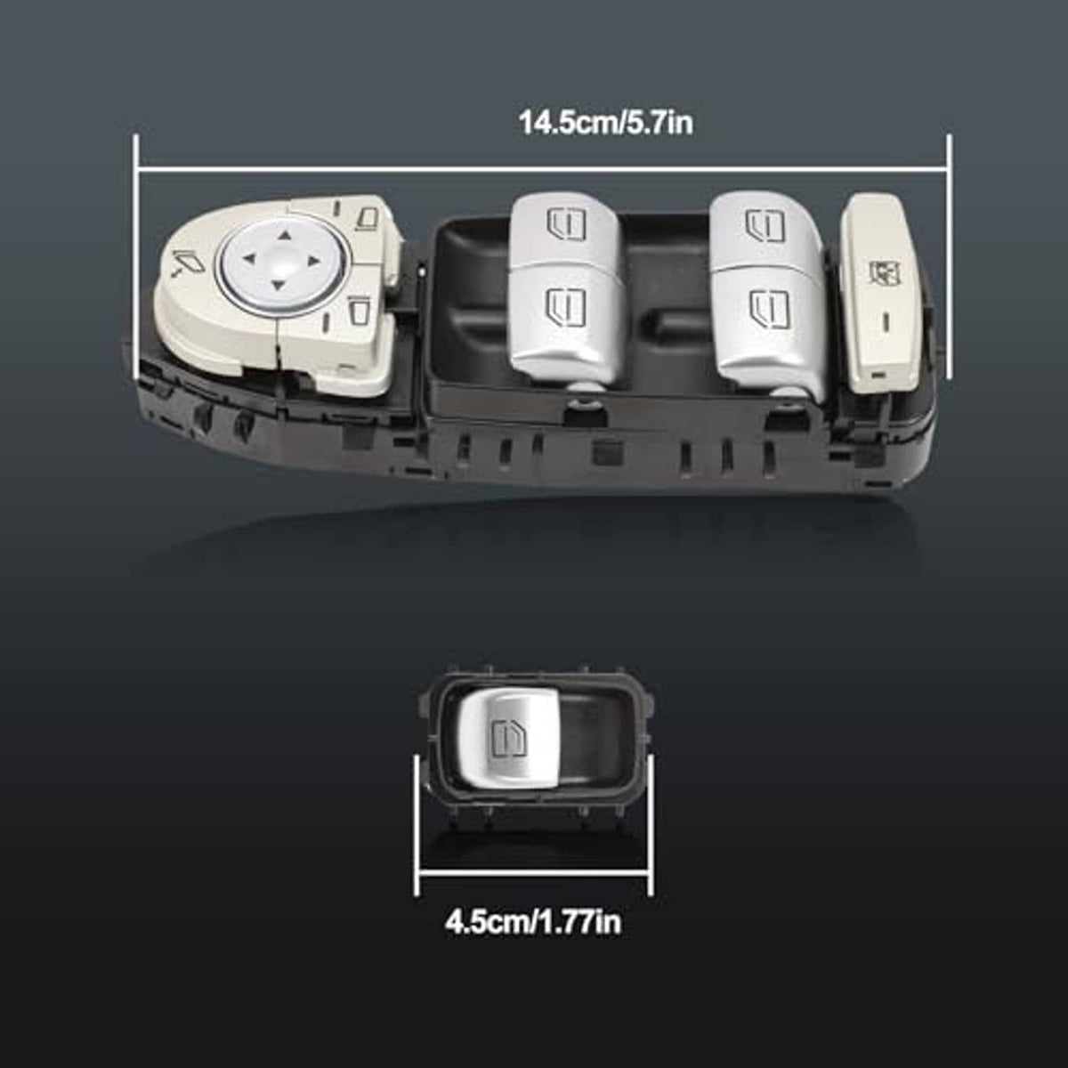 Power window switch kit with beige panel and four window control buttons