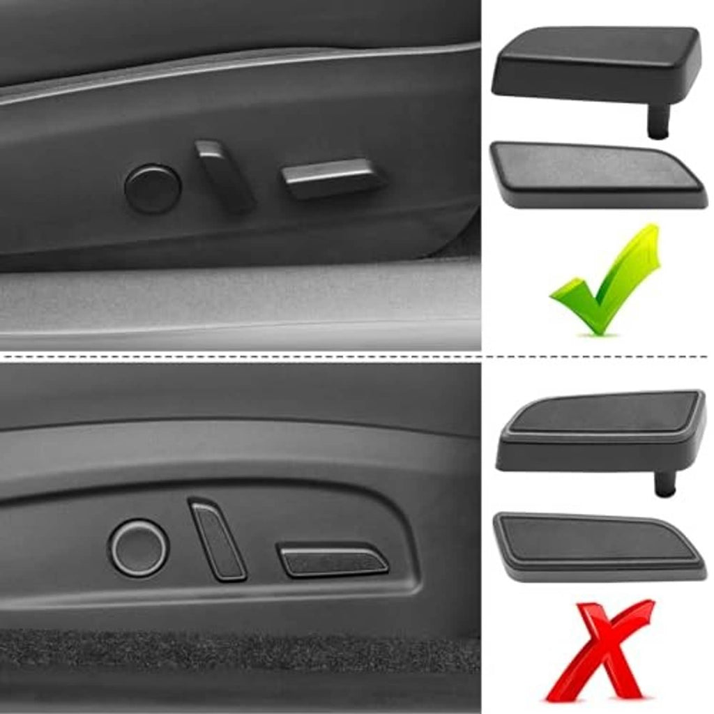 Black seat adjustment button covers, right forward and back set, two pieces