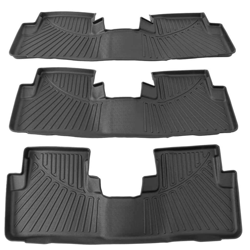 All-weather floor mat set, dark gray rubber mats with molded grooves and raised edges
