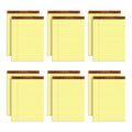 Pack of yellow wide-ruled legal pads with brown top header, canary pages