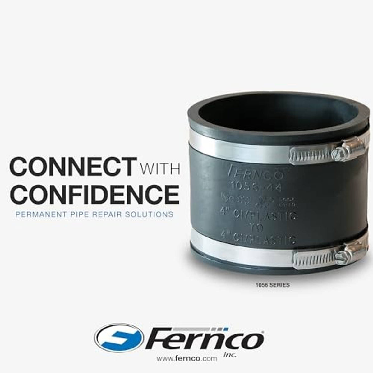 Flexible PVC reducing coupling with stainless steel band clamps, black body