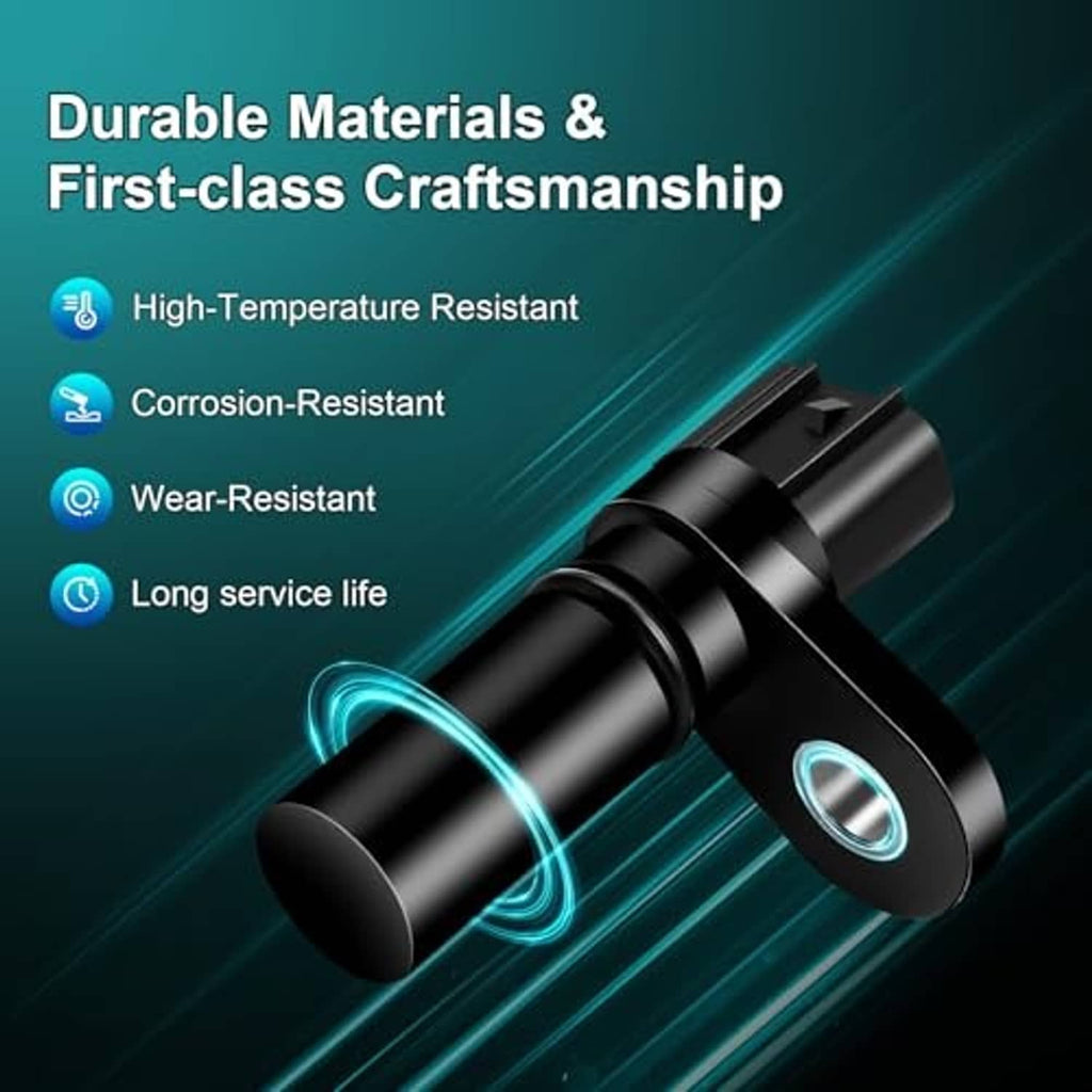 Camshaft position sensor materials graphic highlighting durable, corrosion-resistant components