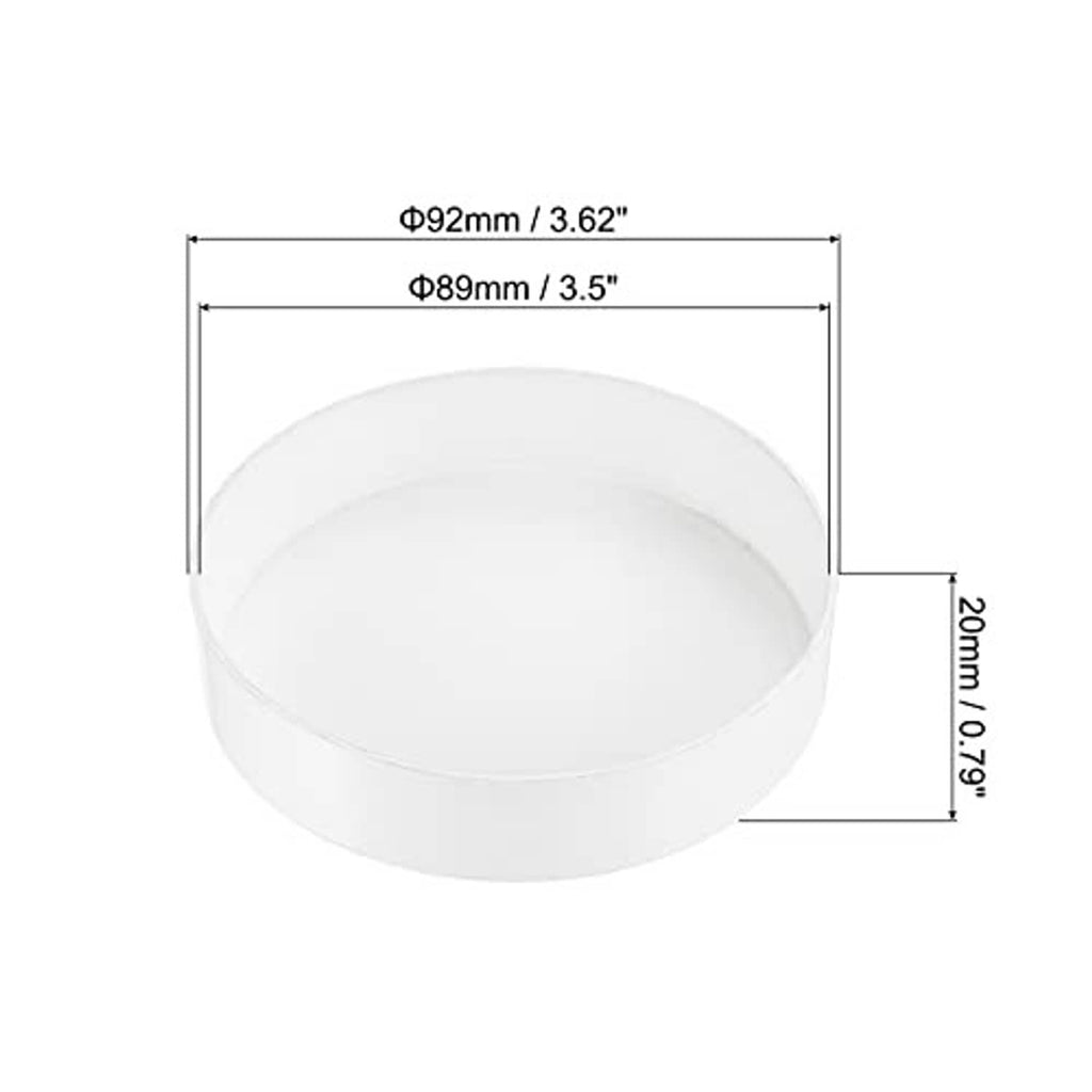 White PVC pipe end cap plug with size diagram: 89mm ID and 92mm outer diameter