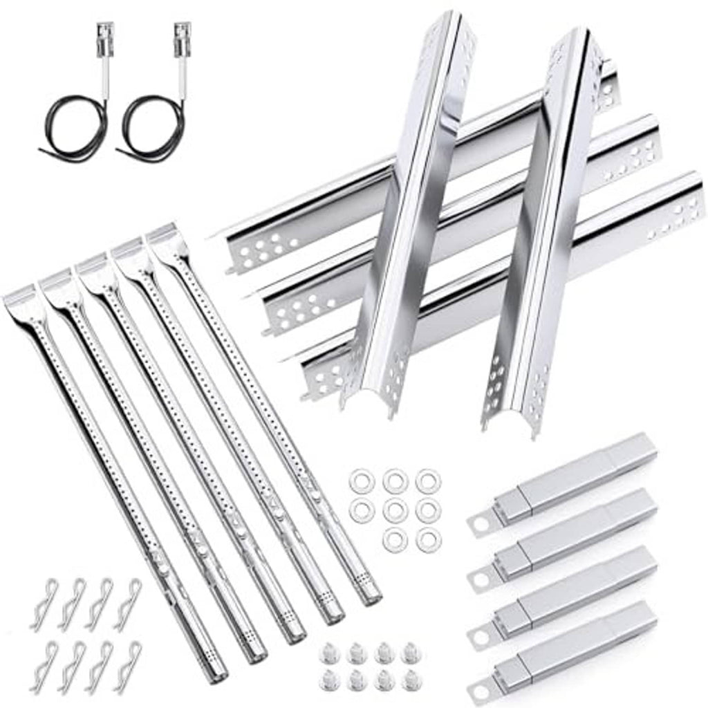 Stainless steel burner heat plates with brackets, screws, and tube set