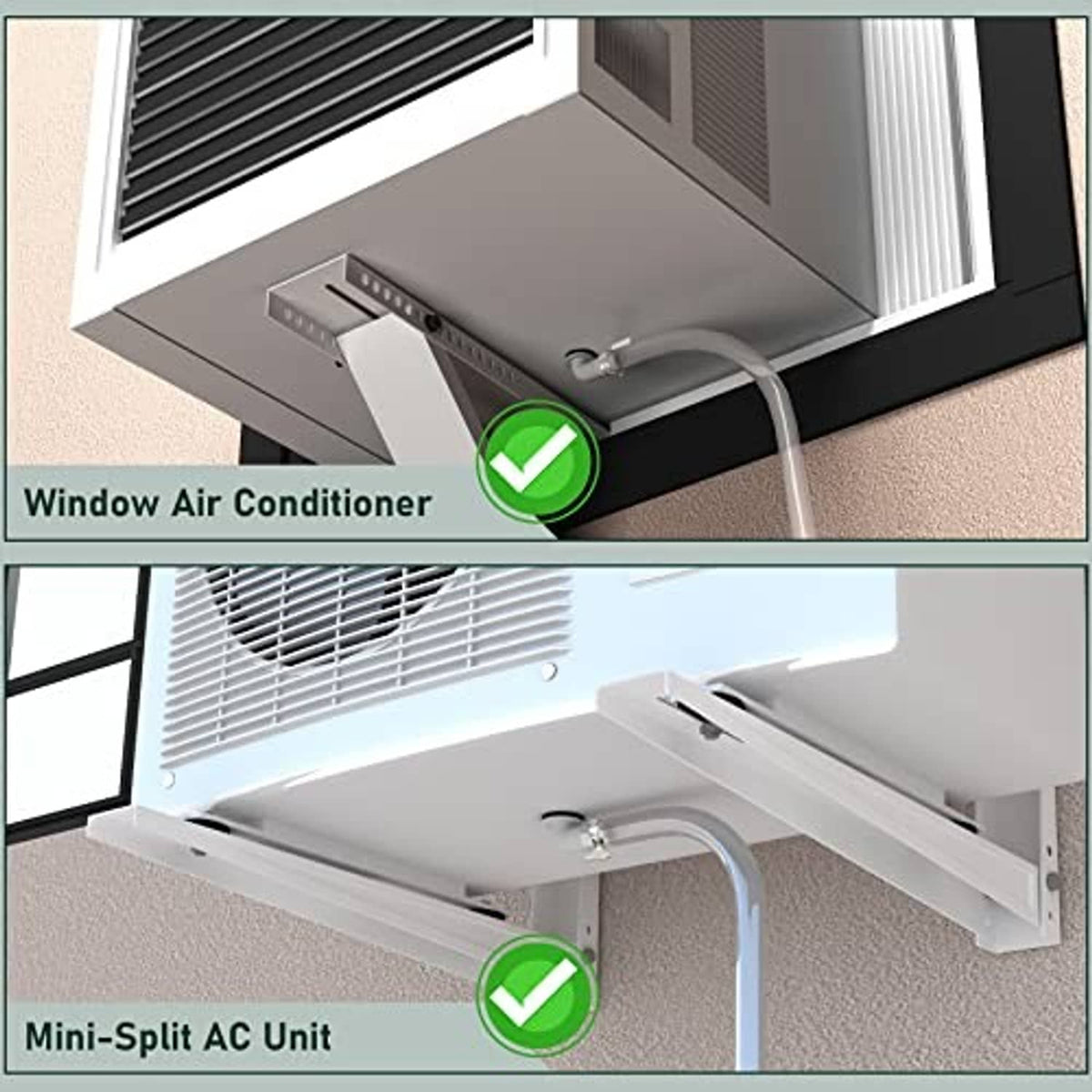 Clear drain hose tubing routed from AC unit condensate outlet