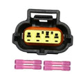 Throttle position sensor wiring connector with black housing, orange seal, yellow pin plug